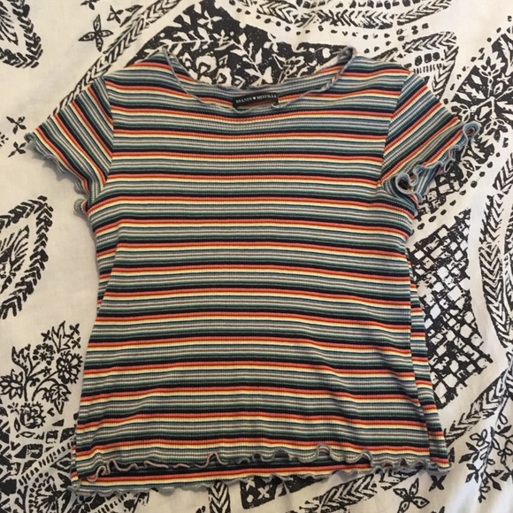 Brandy Melville Tops - rainbow stripe lettuce edge top Brandy Melville Tops - rainbow stripe lettuce edge top